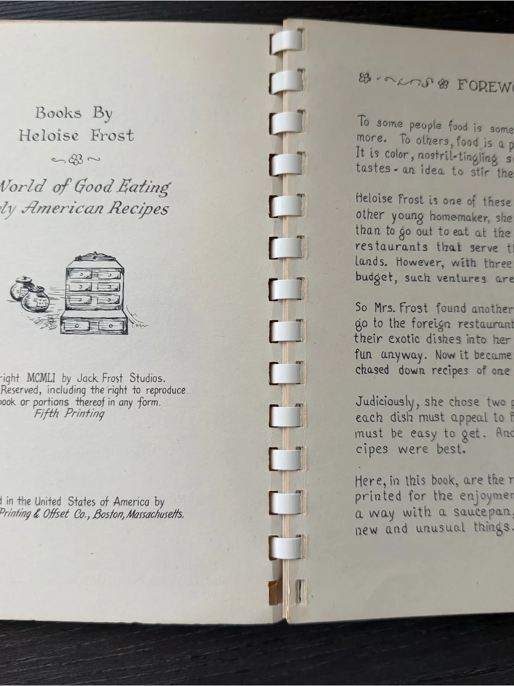 Vintage 1951 A World of Good Eating Illustrated Cookbook Heloise Frost